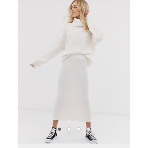 ASOS fluffy white sweater with cowl neck